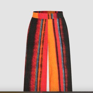 Stripe Elastic Waist Wide Leg Trousers